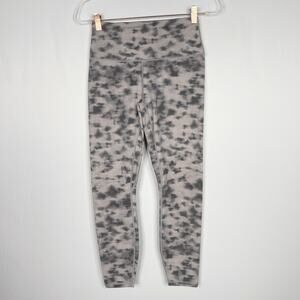 New Varley Small S Grey Lets Go High Rise Leggings Workout Printed Concrete Leaf